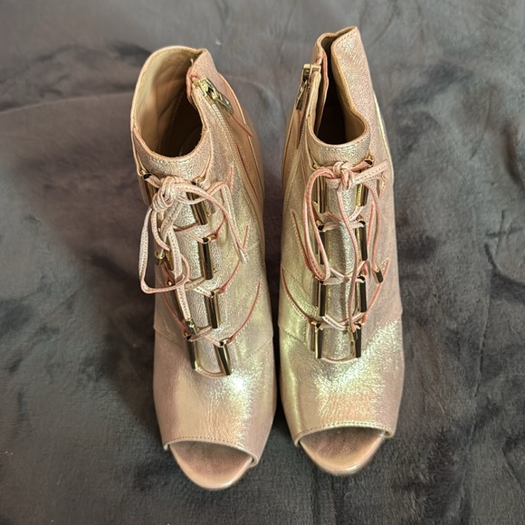 Marciano Light Pink Metallic Open Toe Bootie - Picture 3 of 4